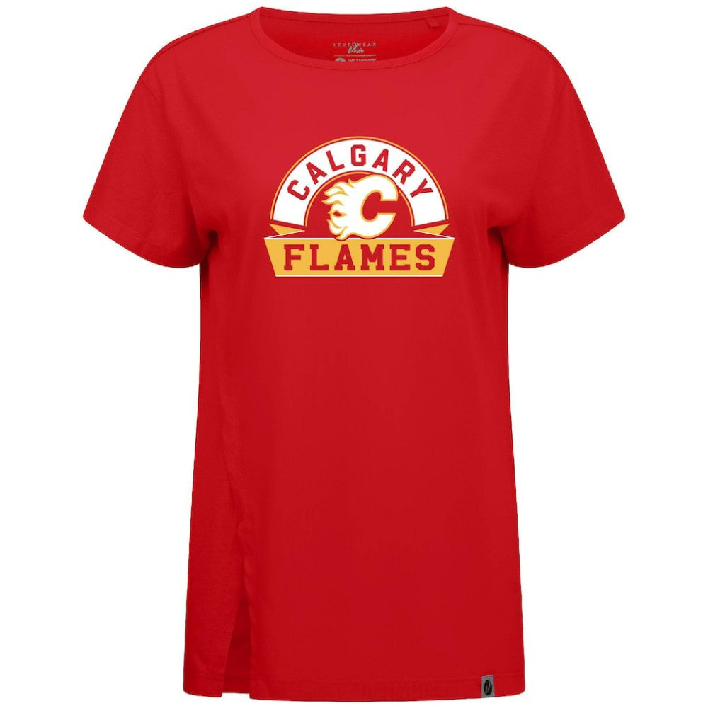 Calgary Flames Levelwear Women's Influx Banner Arch T-Shirt - Red | NHL on sale