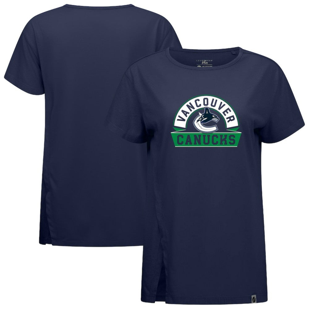 Vancouver Canucks Levelwear Women's Influx Banner Arch T-Shirt - Navy | NHL online