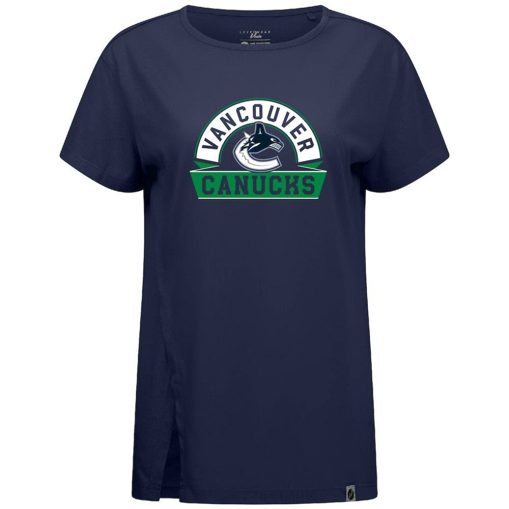 Vancouver Canucks Levelwear Women's Influx Banner Arch T-Shirt - Navy | NHL online