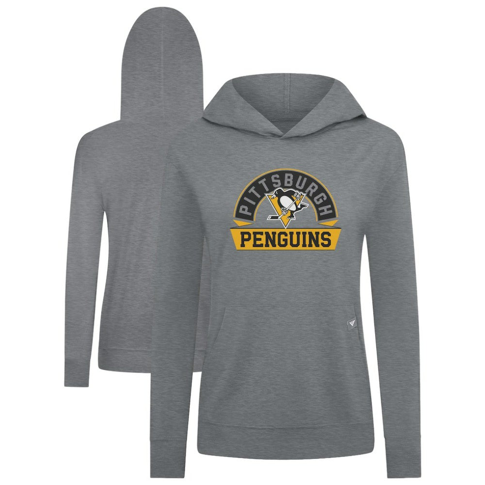 Pittsburgh Penguins Levelwear Women's Relay Banner Arch Pullover Hoodie - Gray | NHL Clearance