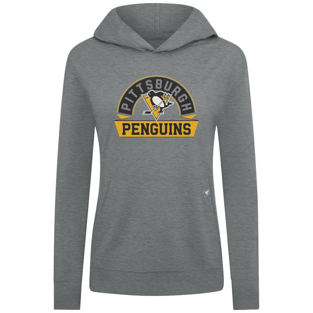 Pittsburgh Penguins Levelwear Women's Relay Banner Arch Pullover Hoodie - Gray | NHL Clearance
