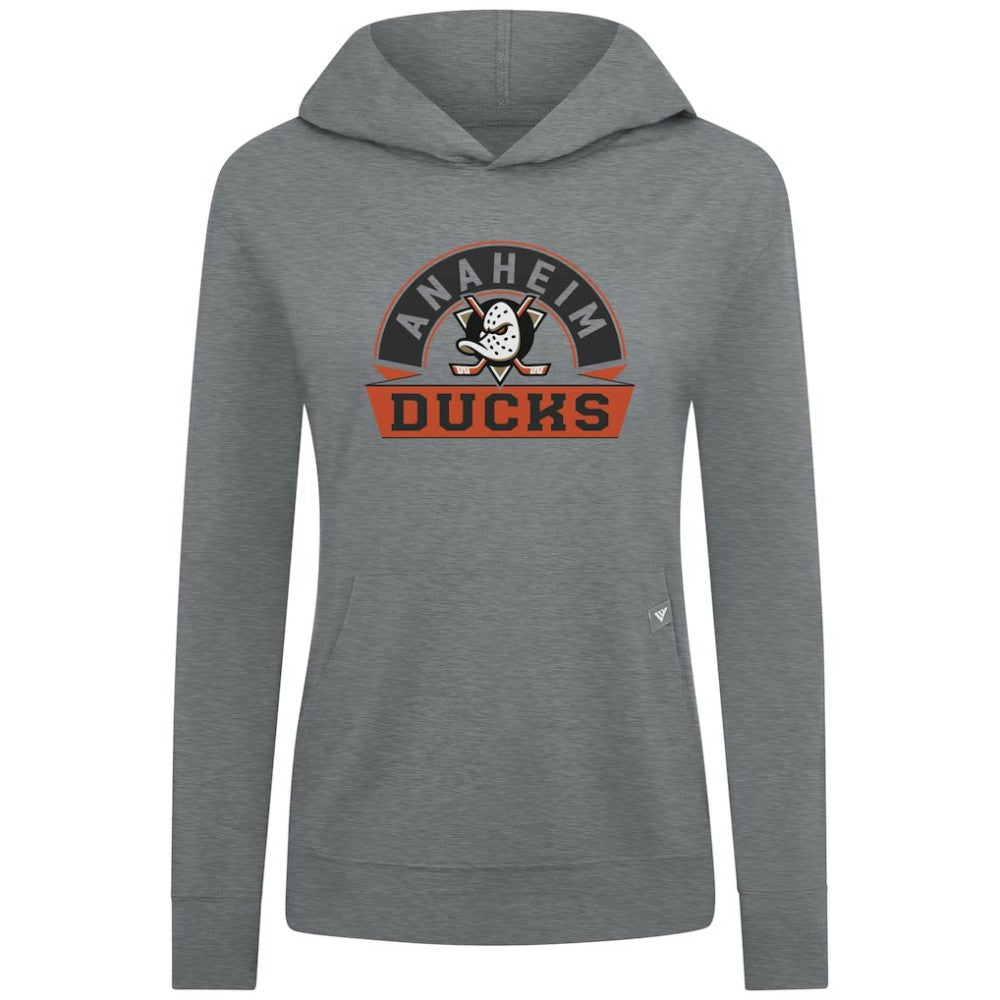 Anaheim Ducks Levelwear Women's Relay Banner Arch Pullover Hoodie - Gray | NHL on sale