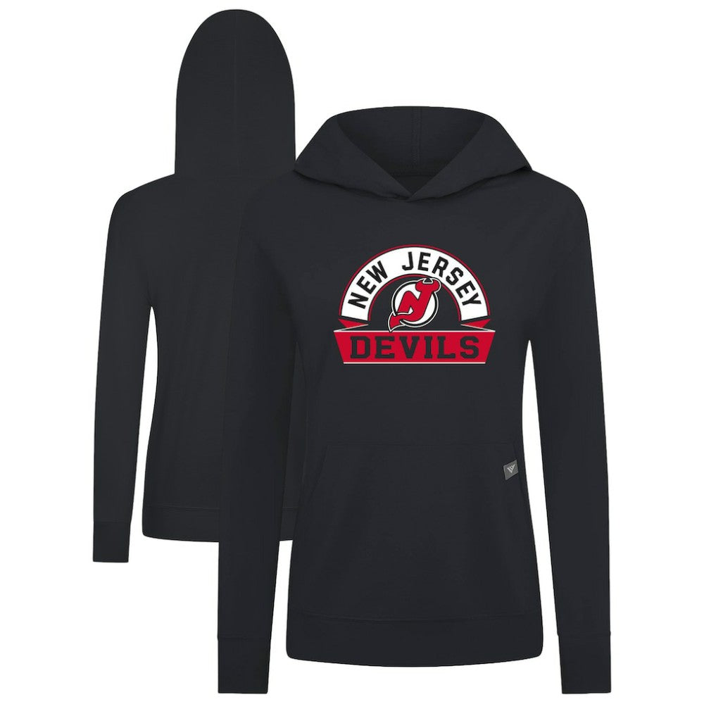 New Jersey Devils Levelwear Women's Relay Banner Arch Pullover Hoodie - Black | NHL near me