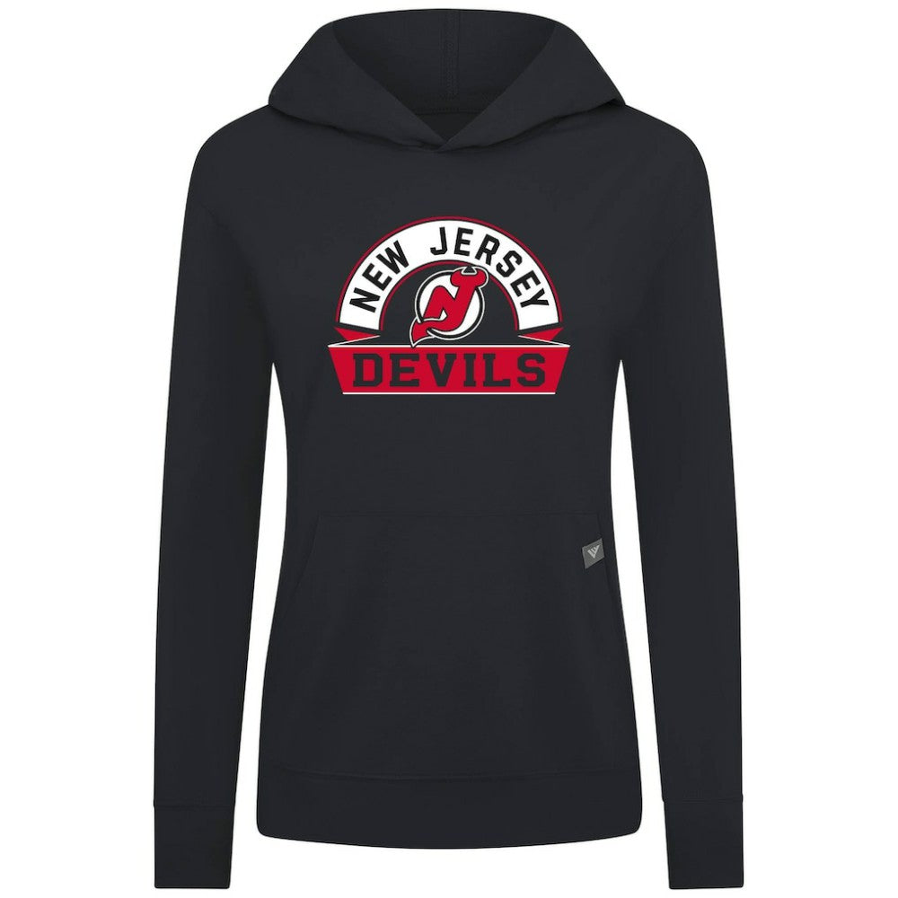 New Jersey Devils Levelwear Women's Relay Banner Arch Pullover Hoodie - Black | NHL near me