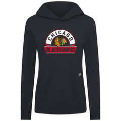Chicago Blackhawks Levelwear Women's Relay Banner Arch Pullover Hoodie - Black | NHL near me