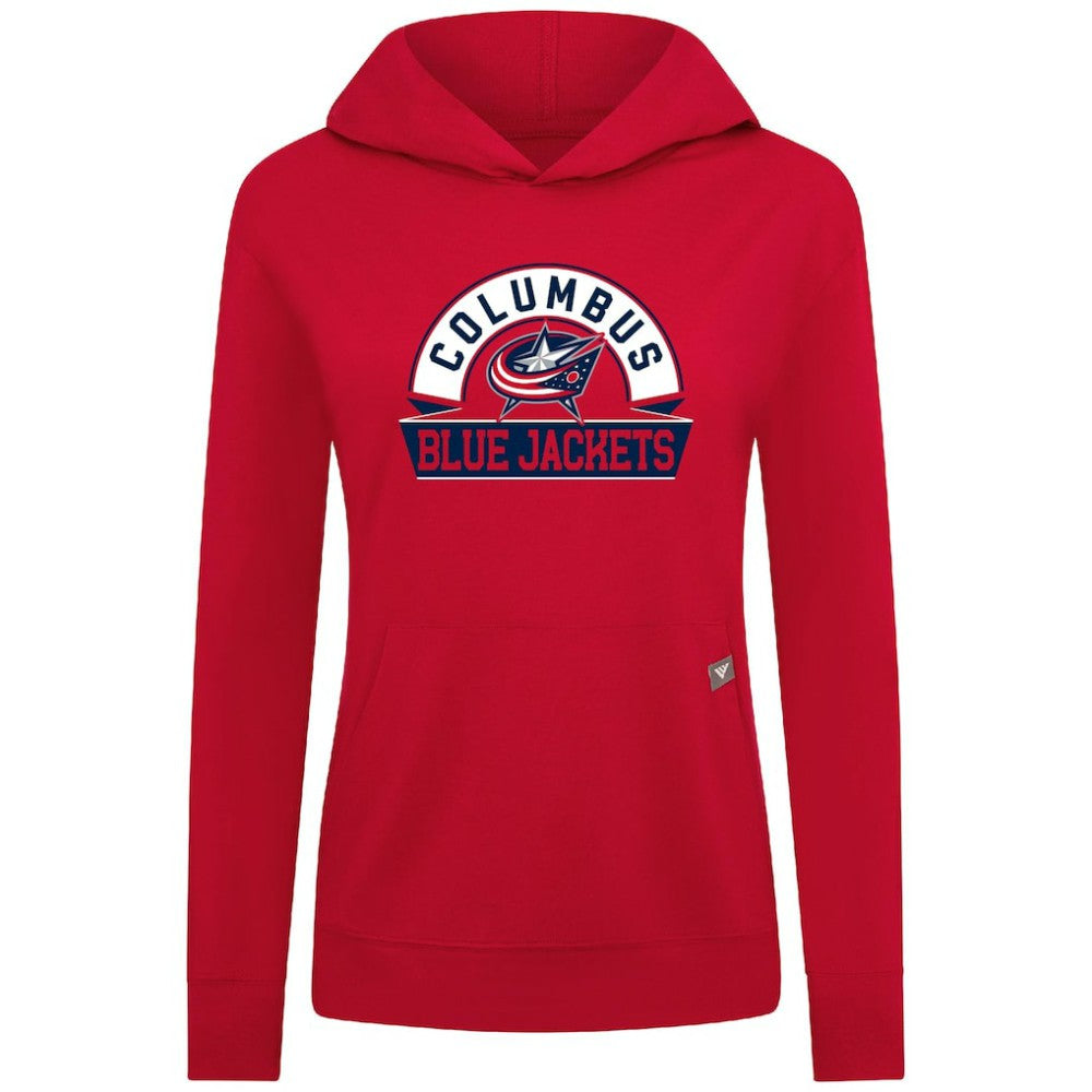 Columbus Blue Jackets Levelwear Women's Relay Banner Arch Pullover Hoodie - Red | NHL Lifestyle