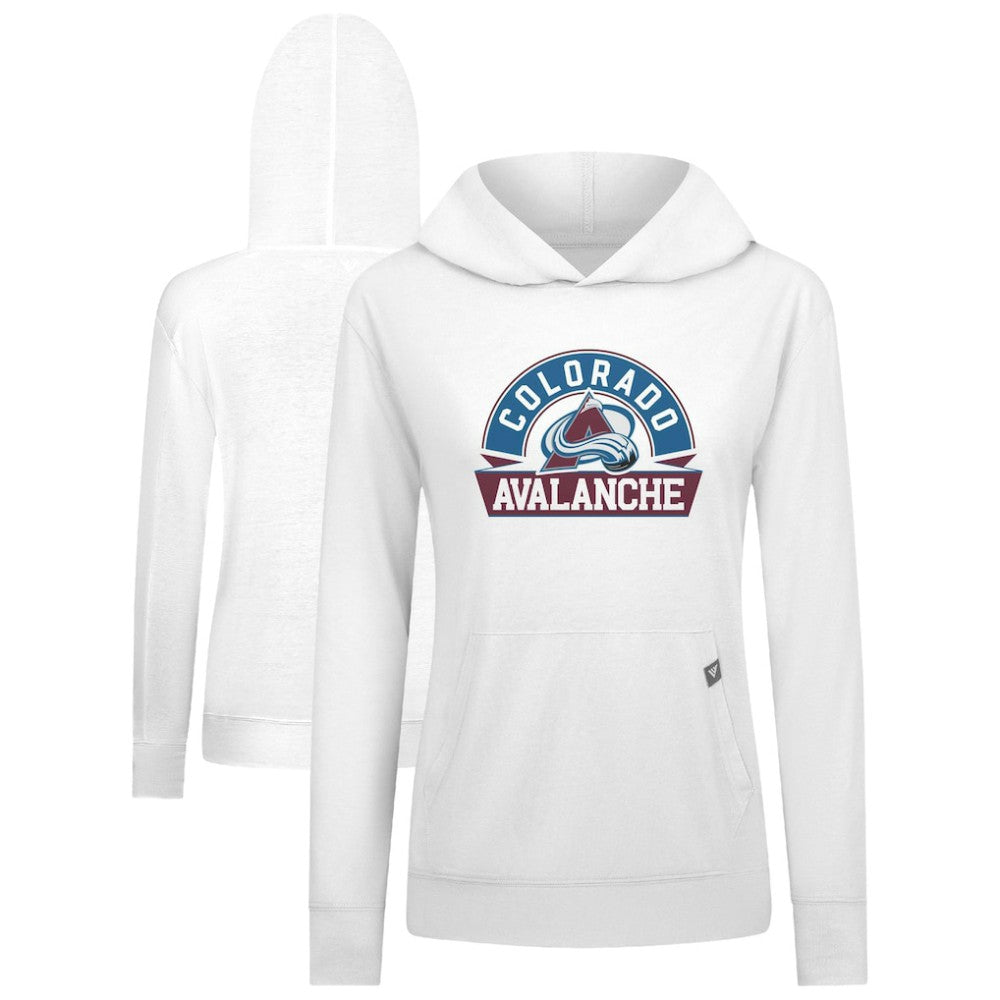 Colorado Avalanche Levelwear Women's Relay Banner Arch Pullover Hoodie - White | NHL Clearance