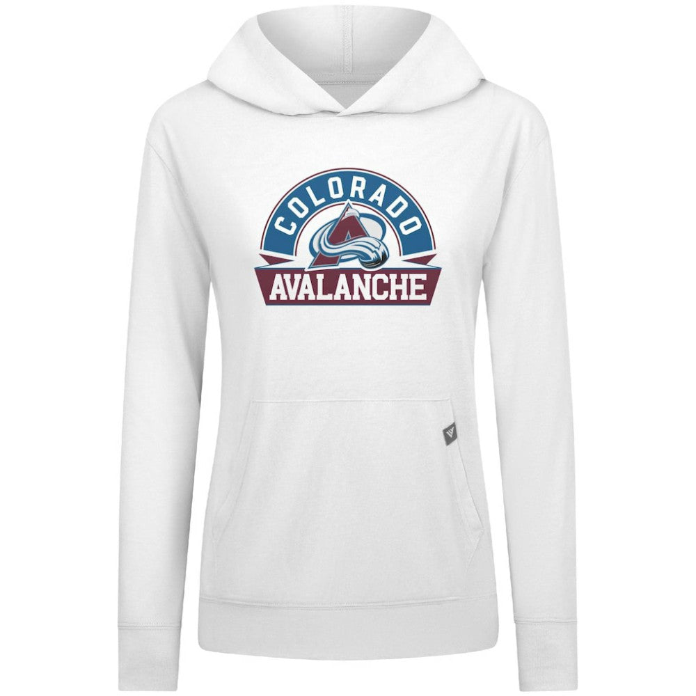 Colorado Avalanche Levelwear Women's Relay Banner Arch Pullover Hoodie - White | NHL Clearance