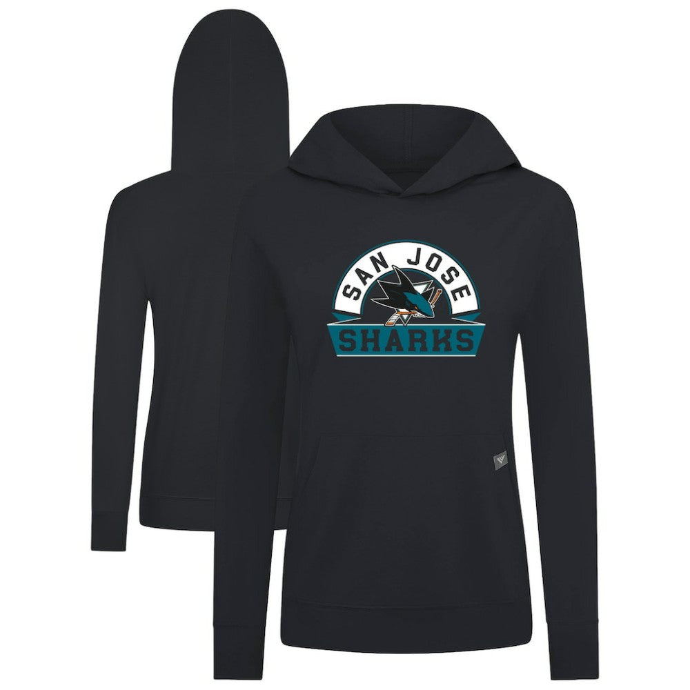 San Jose Sharks Levelwear Women's Relay Banner Arch Pullover Hoodie - Black | NHL near me