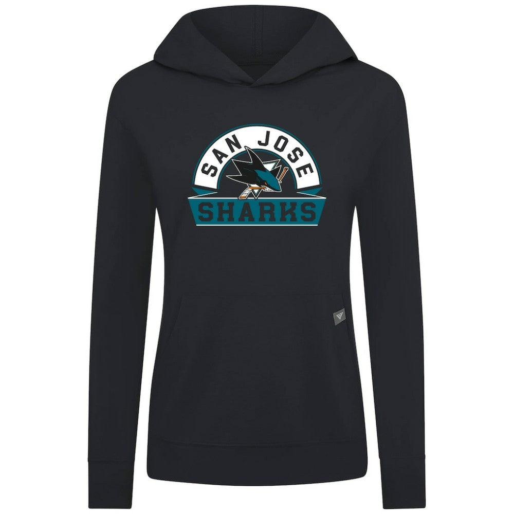 San Jose Sharks Levelwear Women's Relay Banner Arch Pullover Hoodie - Black | NHL near me