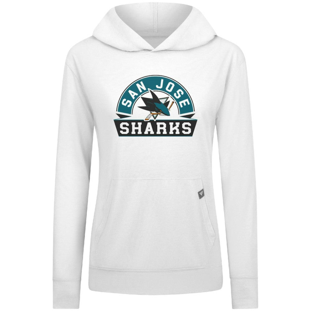 San Jose Sharks Levelwear Women's Relay Banner Arch Pullover Hoodie - White | NHL Lifestyle