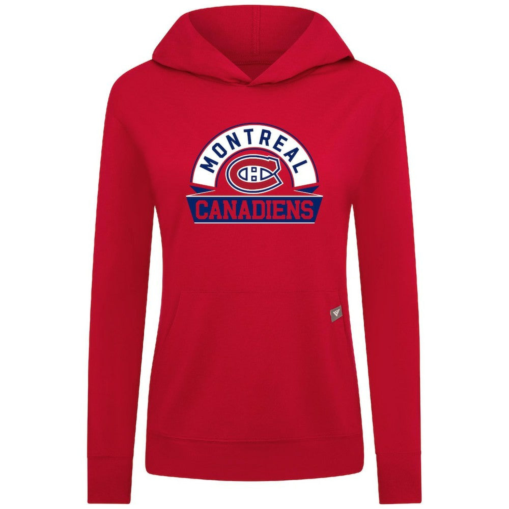Montreal Canadiens Levelwear Women's Relay Banner Arch Pullover Hoodie - Red | NHL on sale