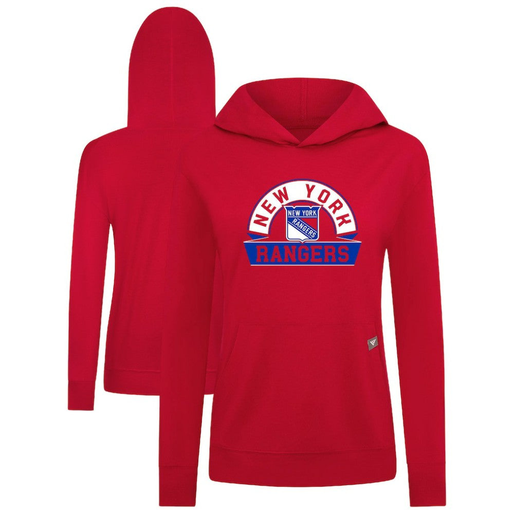New York Rangers Levelwear Women's Relay Banner Arch Pullover Hoodie - Red | NHL on sale