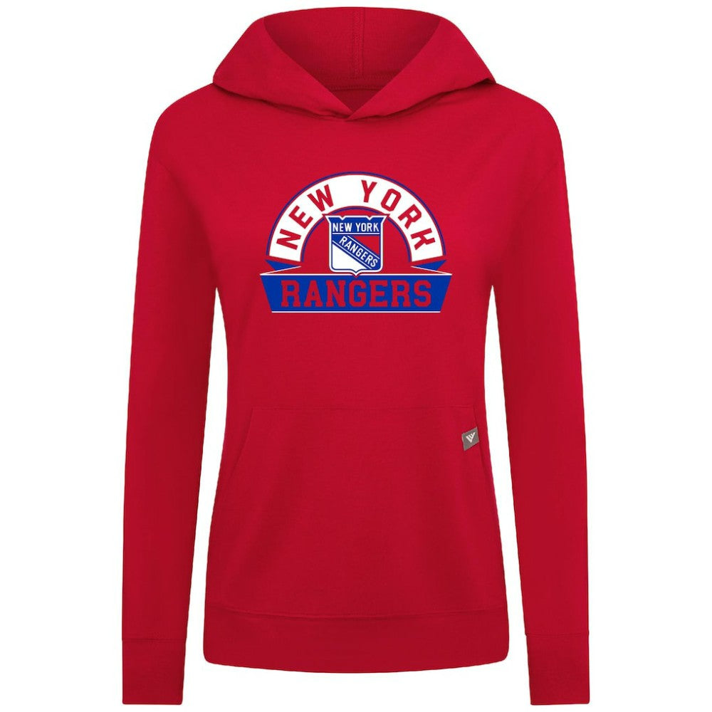 New York Rangers Levelwear Women's Relay Banner Arch Pullover Hoodie - Red | NHL on sale