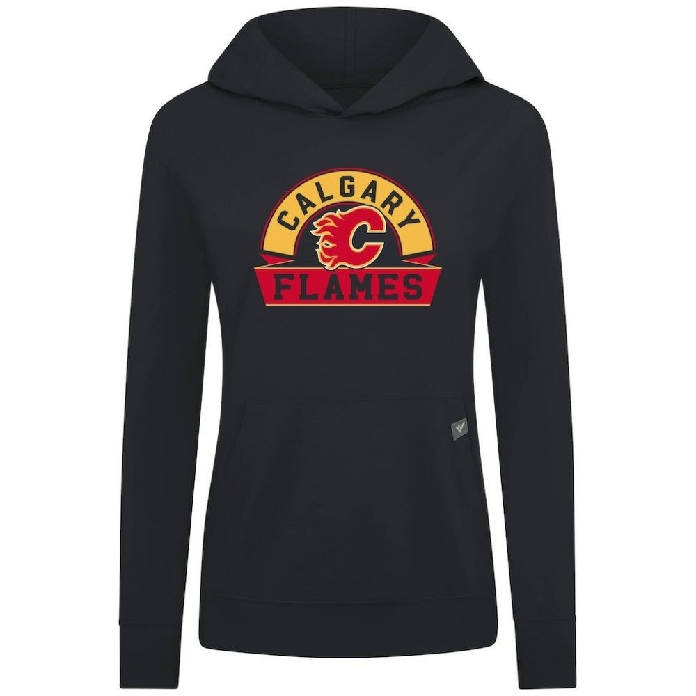 Calgary Flames Levelwear Women's Relay Banner Arch Pullover Hoodie - Black | NHL online