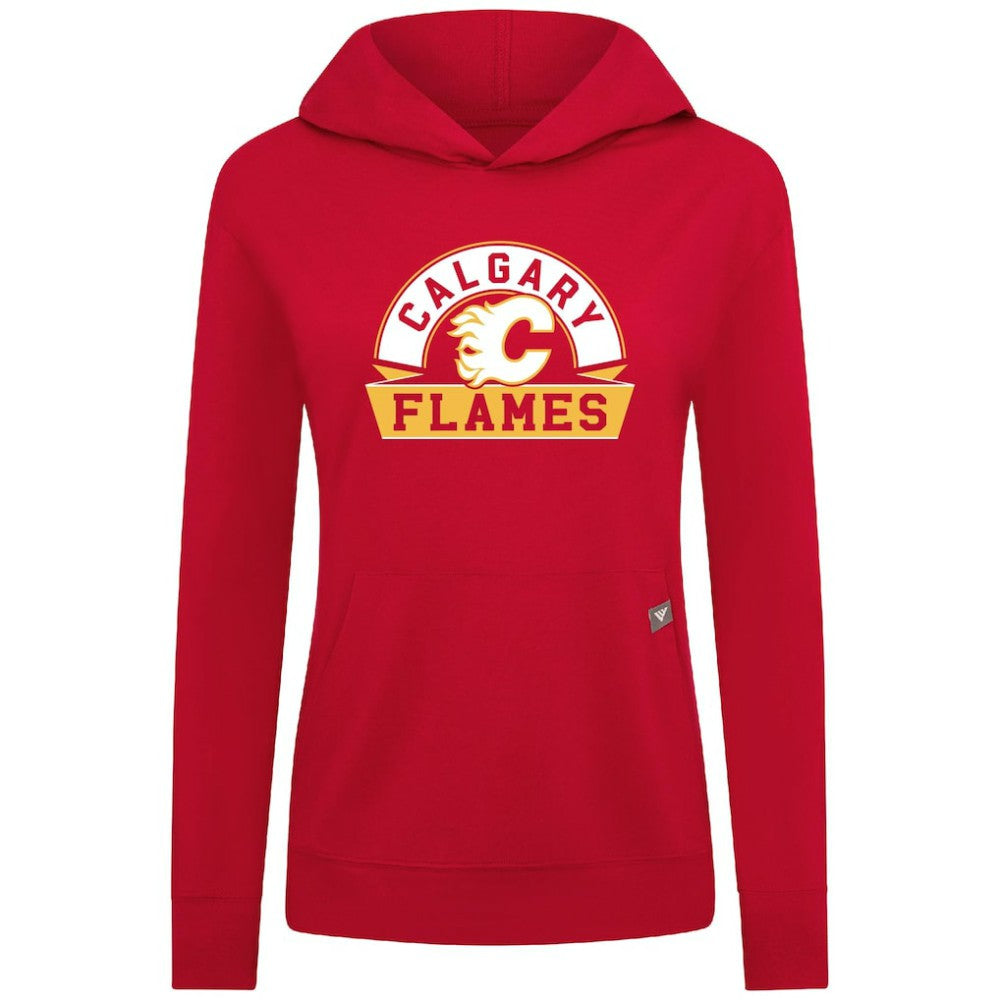 Calgary Flames Levelwear Women's Relay Banner Arch Pullover Hoodie - Red | NHL online