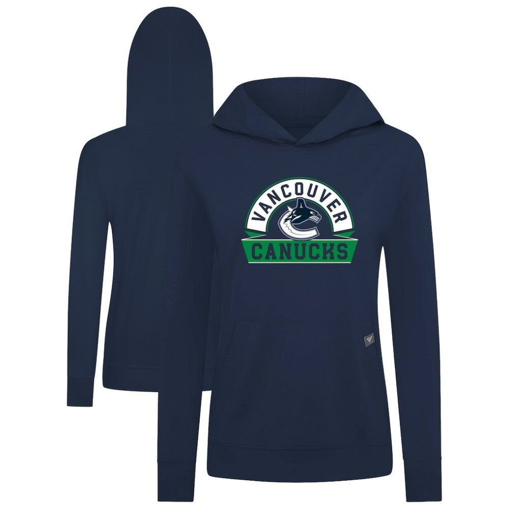 Vancouver Canucks Levelwear Women's Relay Banner Arch Pullover Hoodie - Navy | NHL online