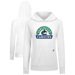 Vancouver Canucks Levelwear Women's Relay Banner Arch Pullover Hoodie - White | NHL Clearance