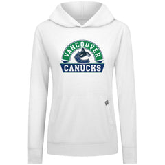 Vancouver Canucks Levelwear Women's Relay Banner Arch Pullover Hoodie - White | NHL Clearance