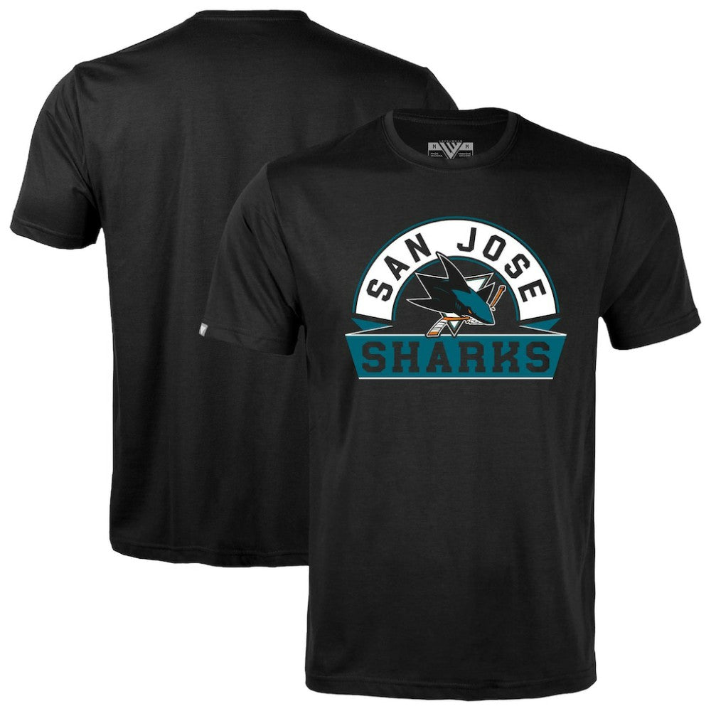 San Jose Sharks Levelwear Richmond Banner Arch T-Shirt - Black | NHL Clearance
