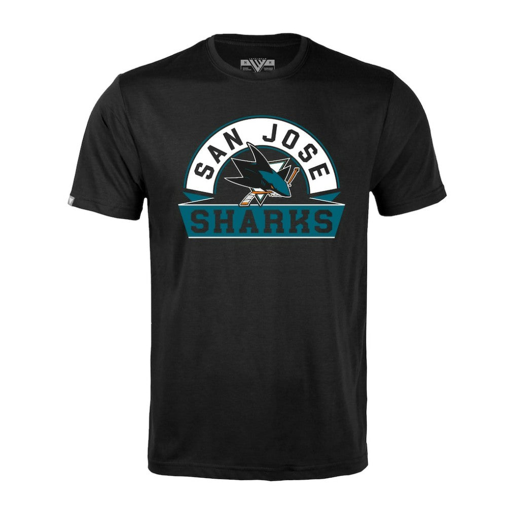 San Jose Sharks Levelwear Richmond Banner Arch T-Shirt - Black | NHL Clearance