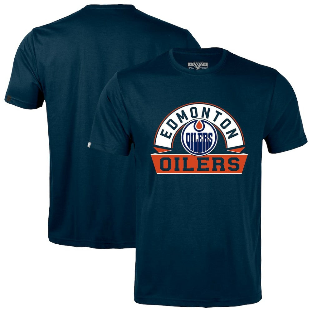 Edmonton Oilers Levelwear Richmond Banner Arch T-Shirt - Navy | NHL near me