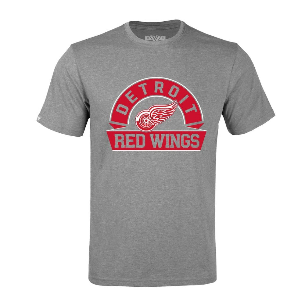 Detroit Red Wings Levelwear Richmond Banner Arch T-Shirt - Gray | NHL Lifestyle
