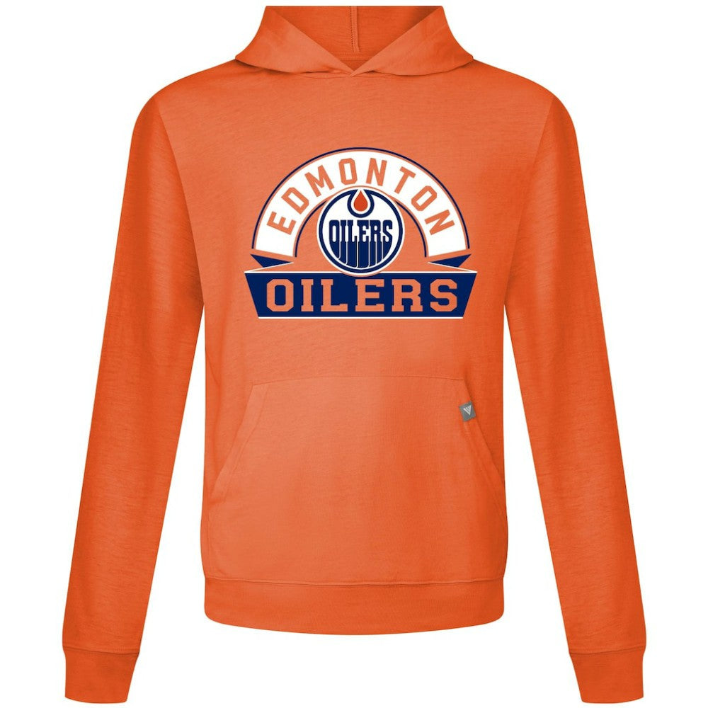 Edmonton Oilers Levelwear Relay Banner Arch Pullover Hoodie - Orange | NHL Clearance