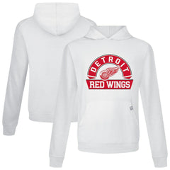 Detroit Red Wings Levelwear Relay Banner Arch Pullover Hoodie - White | NHL Clearance