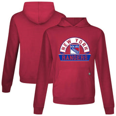 New York Rangers Levelwear Relay Banner Arch Pullover Hoodie - Red | NHL Clearance