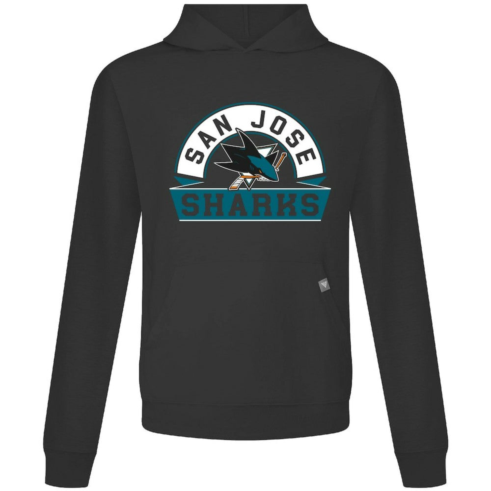 San Jose Sharks Levelwear Relay Banner Arch Pullover Hoodie - Black | NHL Lifestyle