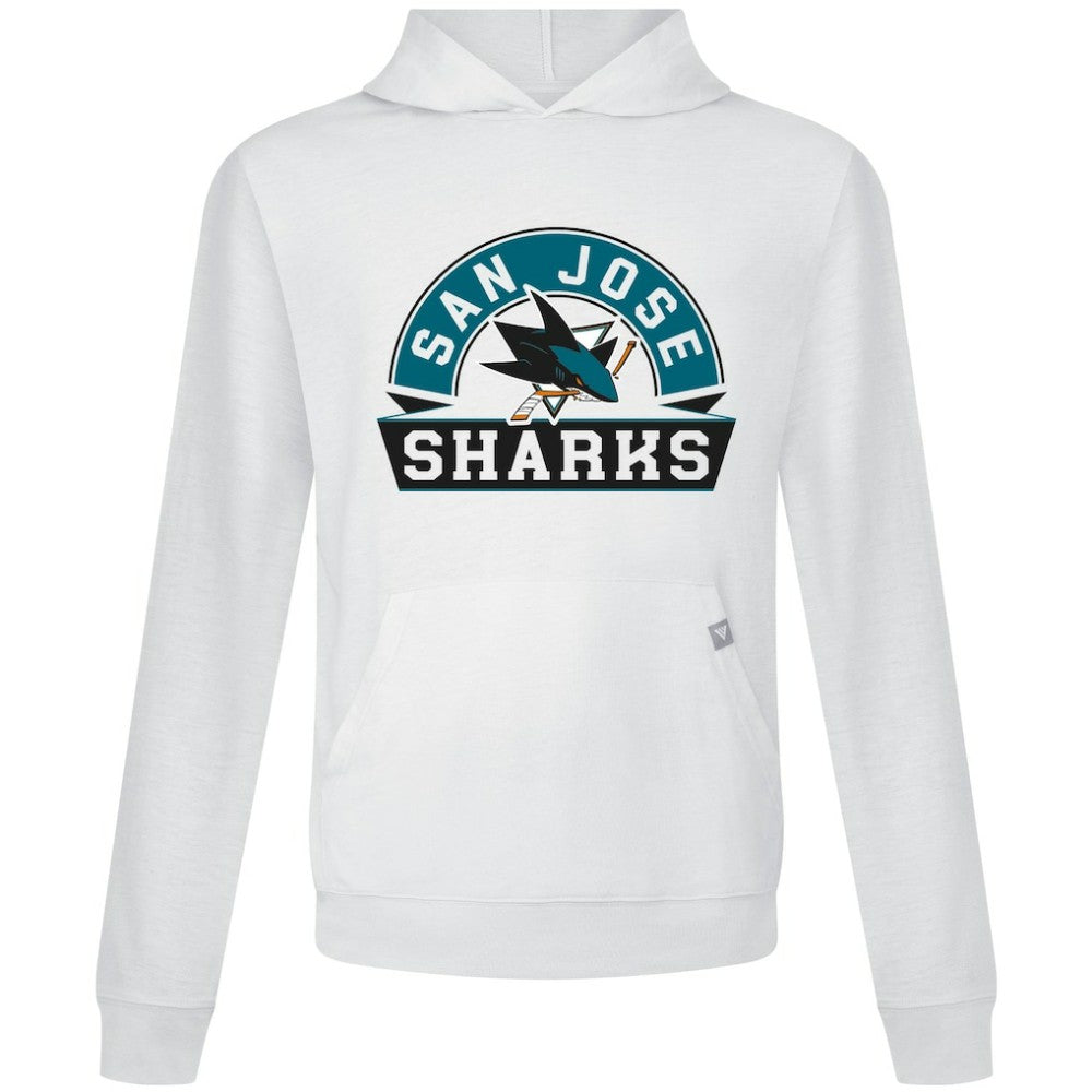 San Jose Sharks Levelwear Relay Banner Arch Pullover Hoodie - White | NHL Lifestyle