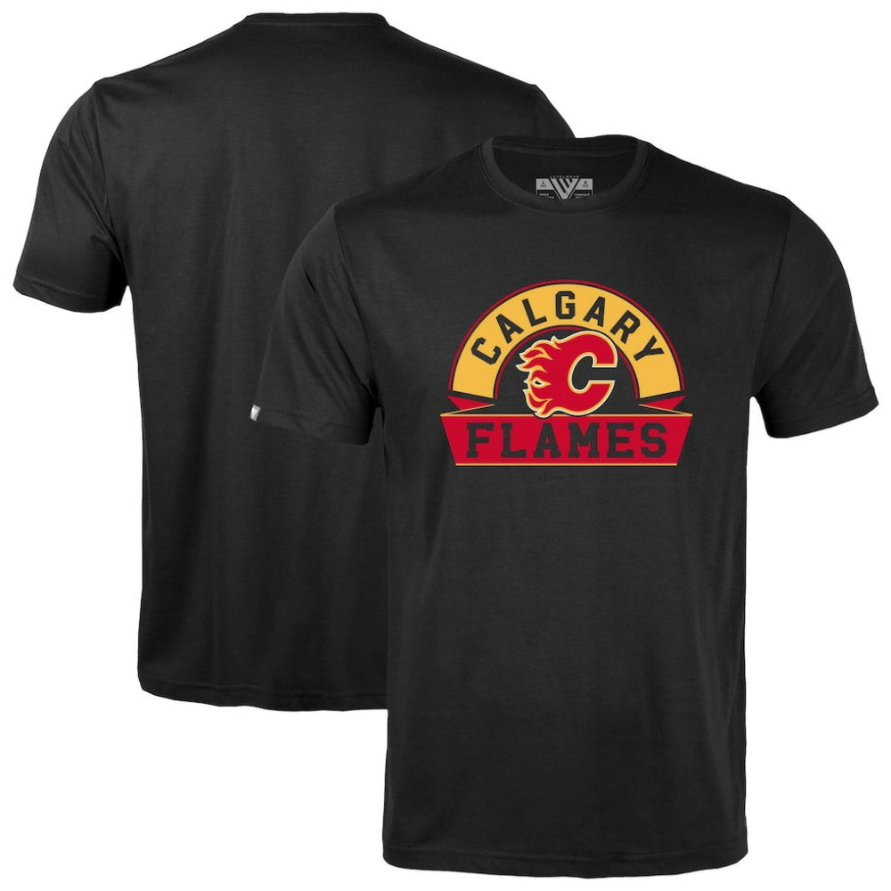 Calgary Flames Levelwear Youth Little Richmond Banner Arch T-Shirt - Black | NHL Lifestyle