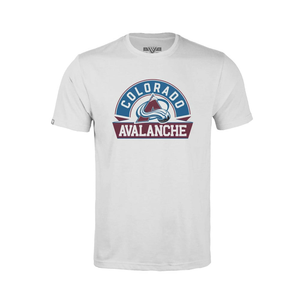 Colorado Avalanche Levelwear Youth Little Richmond Banner Arch T-Shirt - White | NHL online