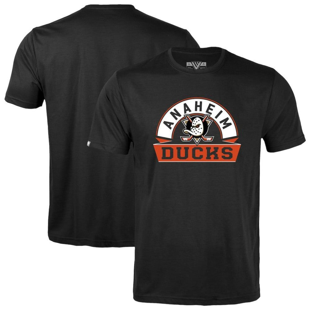 Anaheim Ducks Levelwear Youth Little Richmond Banner Arch T-Shirt - Black | NHL near me
