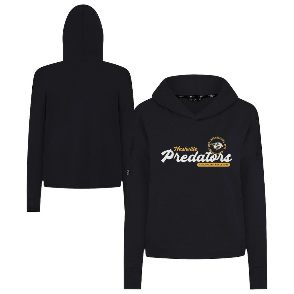 Nashville Predators Levelwear Women's Sweet Monument Tri-Blend Cropped Pullover Hoodie - Black | NHL sale