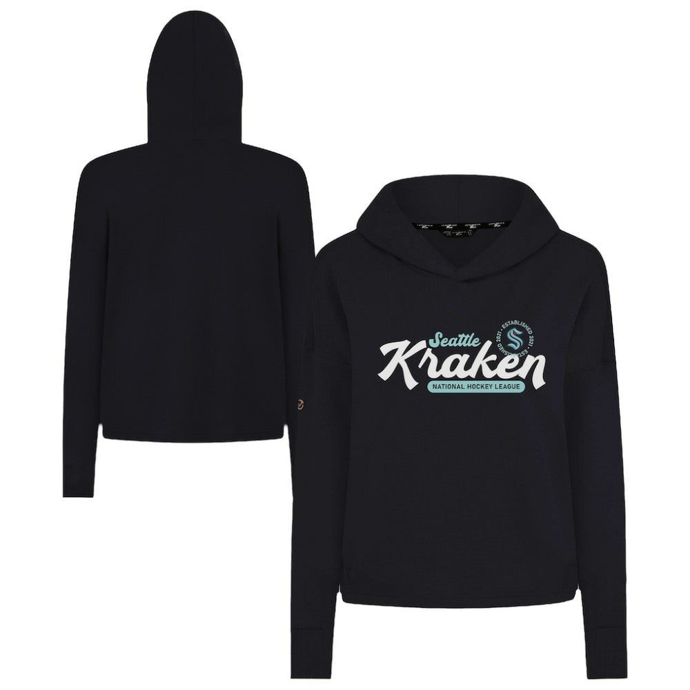 Seattle Kraken Levelwear Women's Sweet Monument Tri-Blend Cropped Pullover Hoodie - Black | NHL Lifestyle