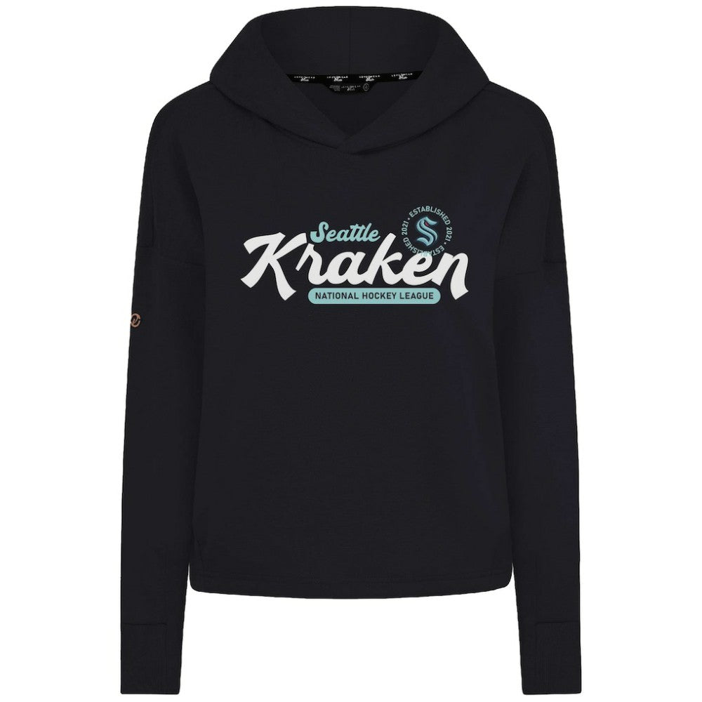 Seattle Kraken Levelwear Women's Sweet Monument Tri-Blend Cropped Pullover Hoodie - Black | NHL Lifestyle