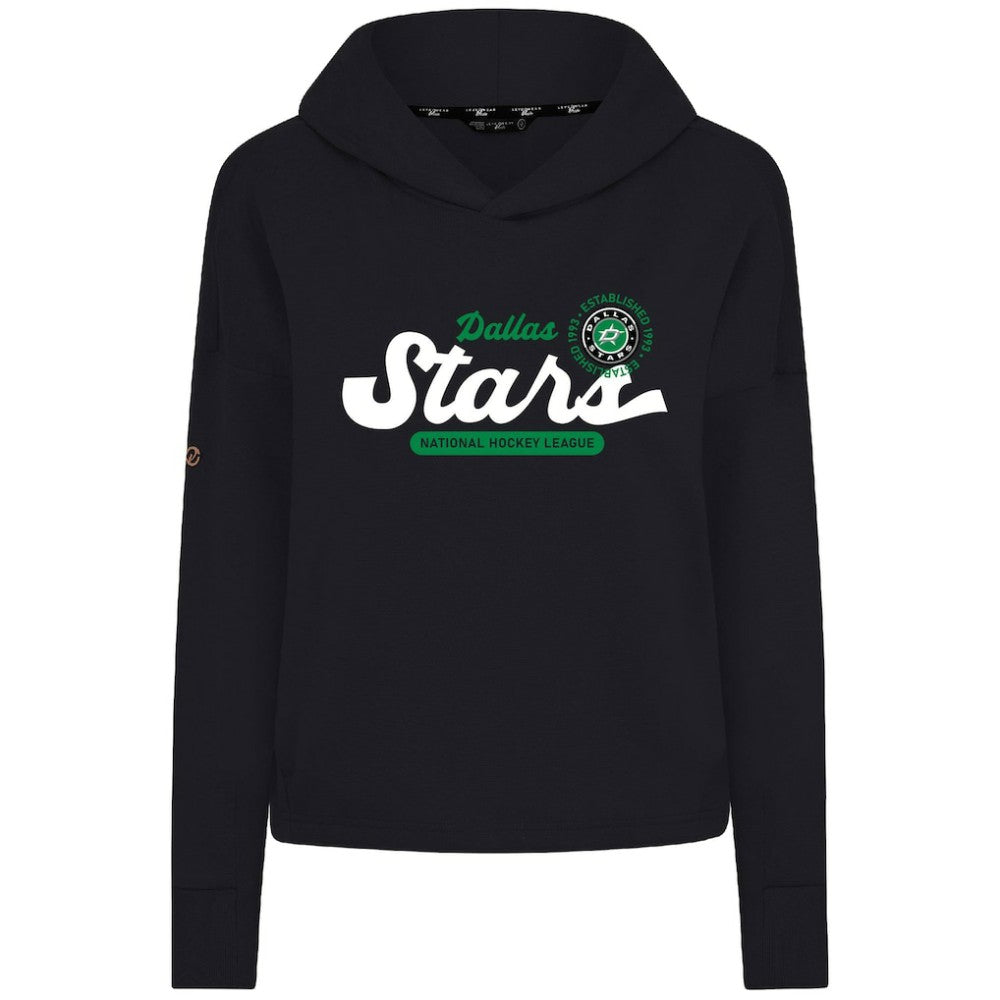 Dallas Stars Levelwear Women's Sweet Monument Tri-Blend Cropped Pullover Hoodie - Black | NHL Clearance