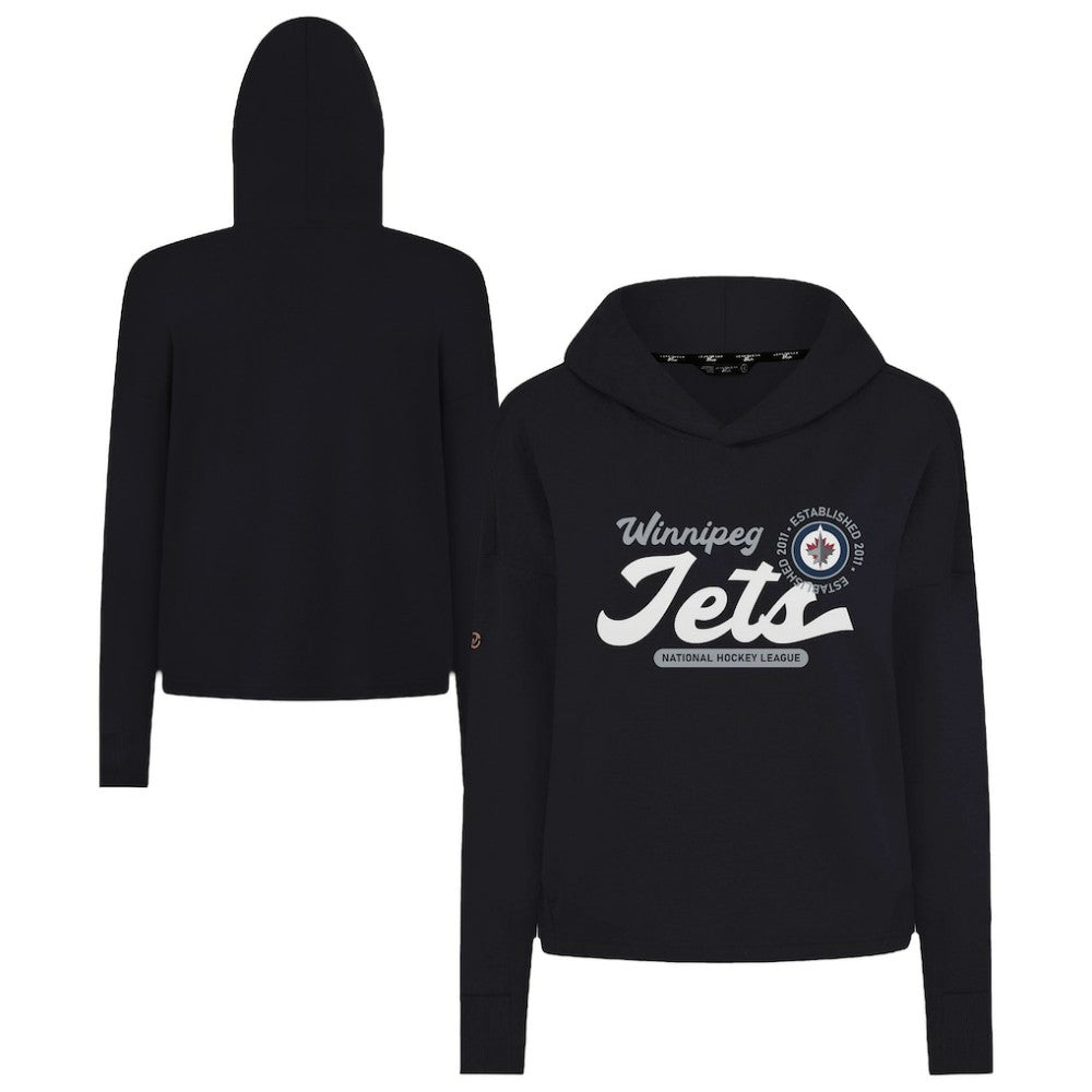 Winnipeg Jets Levelwear Women's Sweet Monument Tri-Blend Cropped Pullover Hoodie - Black | NHL on sale