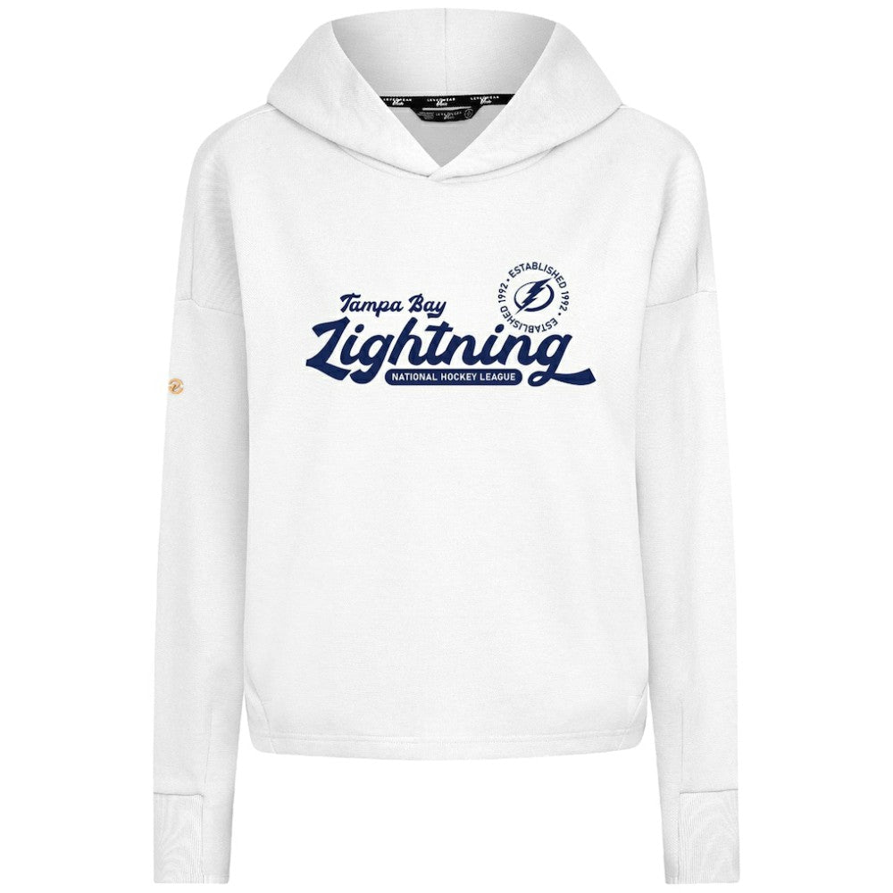 Tampa Bay Lightning Levelwear Women's Sweet Monument Tri-Blend Cropped Pullover Hoodie - White | NHL sale