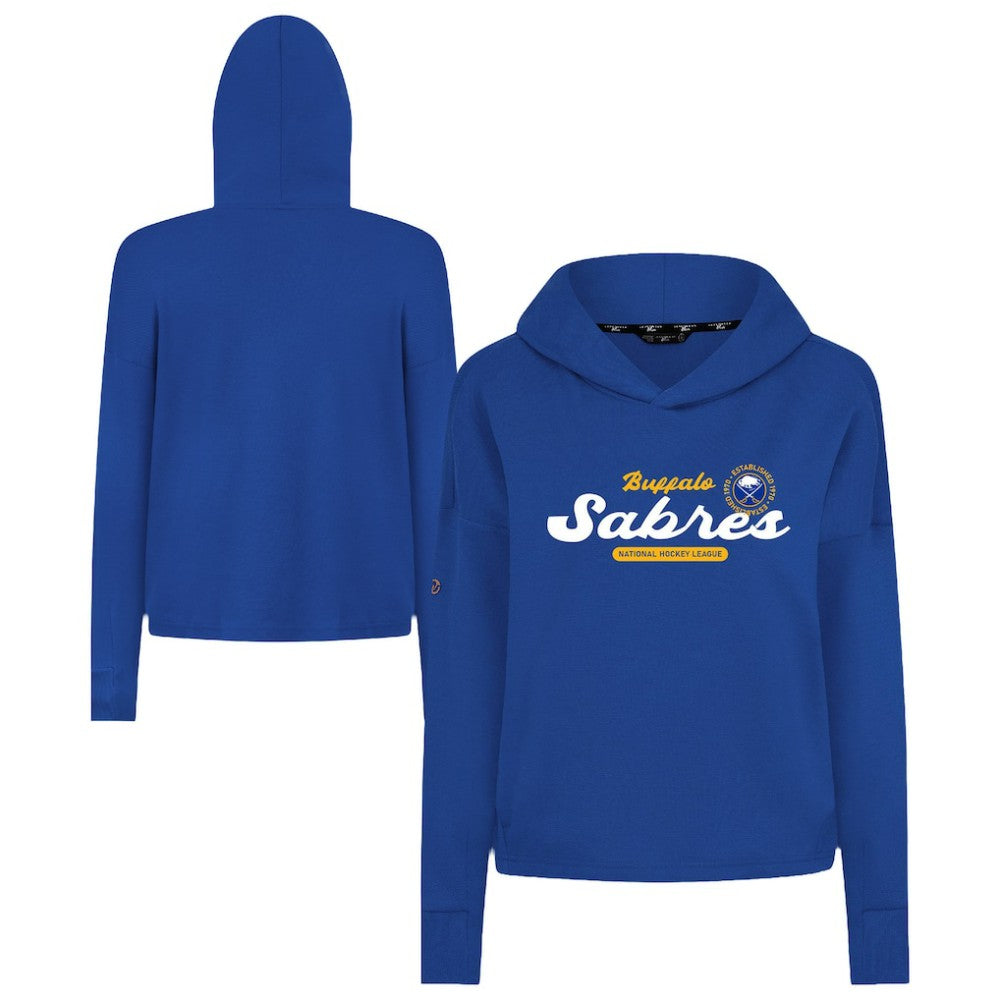 Buffalo Sabres Levelwear Women's Sweet Monument Tri-Blend Cropped Pullover Hoodie - Royal | NHL Lifestyle