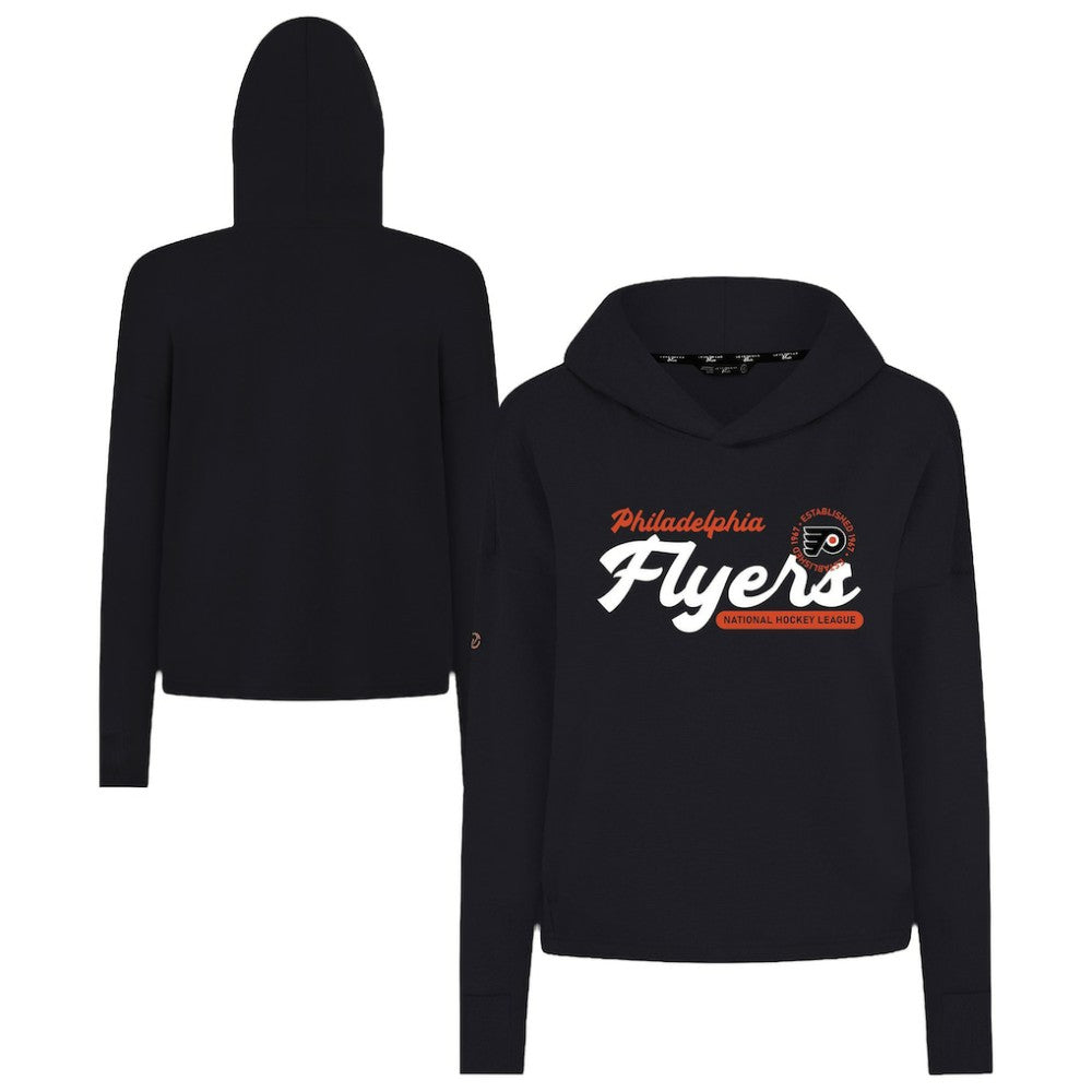 Philadelphia Flyers Levelwear Women's Sweet Monument Tri-Blend Cropped Pullover Hoodie - Black | NHL near me