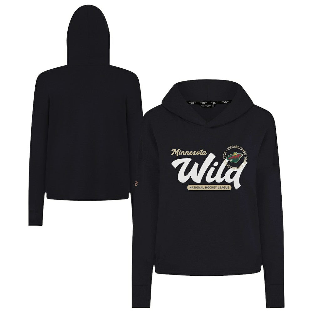 Minnesota Wild Levelwear Women's Sweet Monument Tri-Blend Cropped Pullover Hoodie - Black | NHL on sale