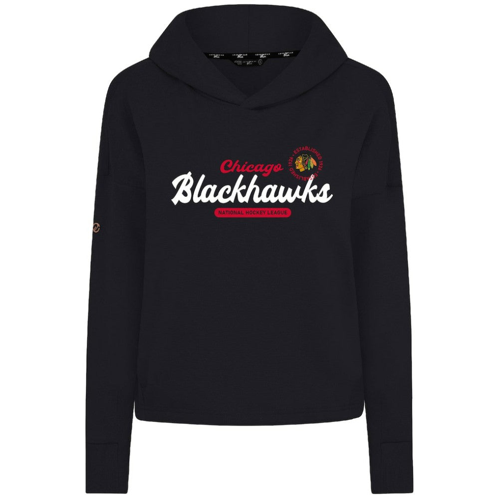 Chicago Blackhawks Levelwear Women's Sweet Monument Tri-Blend Cropped Pullover Hoodie - Black | NHL on sale