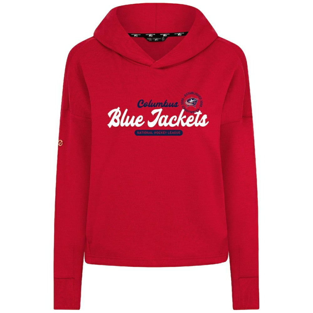 Columbus Blue Jackets Levelwear Women's Sweet Monument Tri-Blend Cropped Pullover Hoodie - Red | NHL Lifestyle