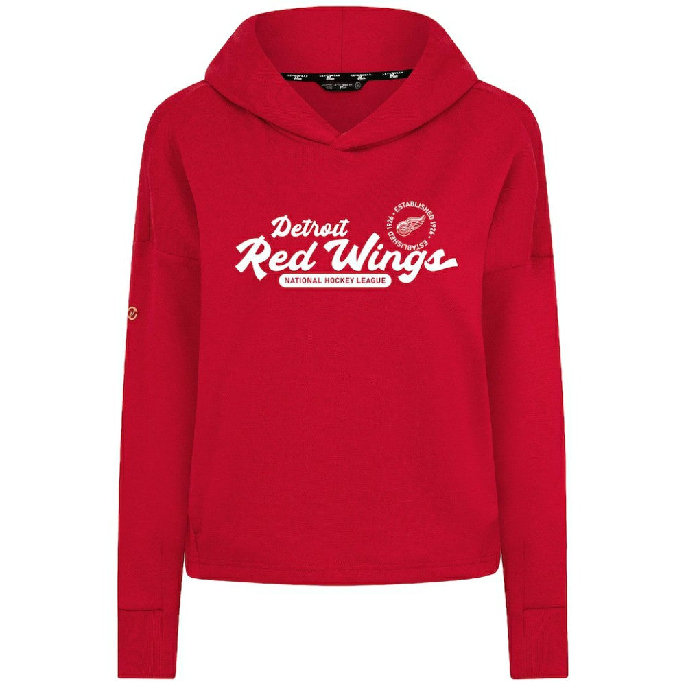 Detroit Red Wings Levelwear Women's Sweet Monument Tri-Blend Cropped Pullover Hoodie - Red | NHL Clearance