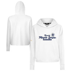 Toronto Maple Leafs Levelwear Women's Sweet Monument Tri-Blend Cropped Pullover Hoodie - White | NHL Lifestyle