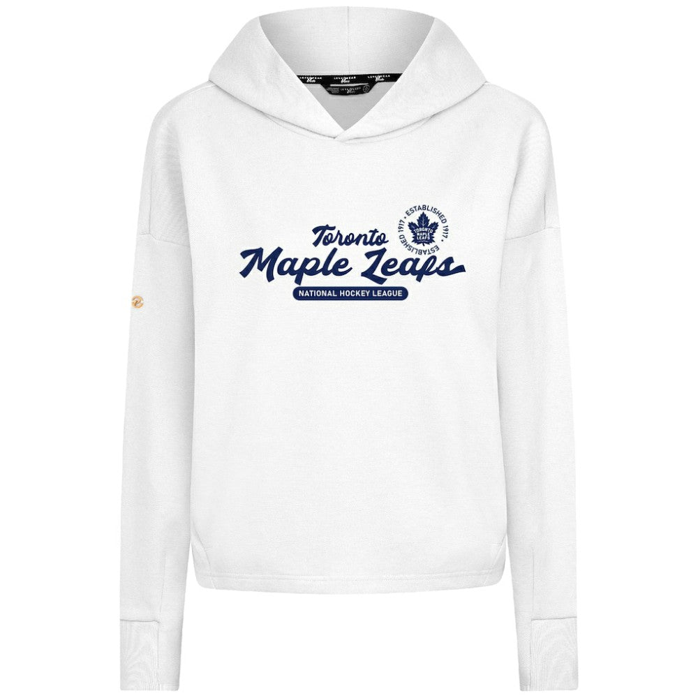 Toronto Maple Leafs Levelwear Women's Sweet Monument Tri-Blend Cropped Pullover Hoodie - White | NHL Lifestyle