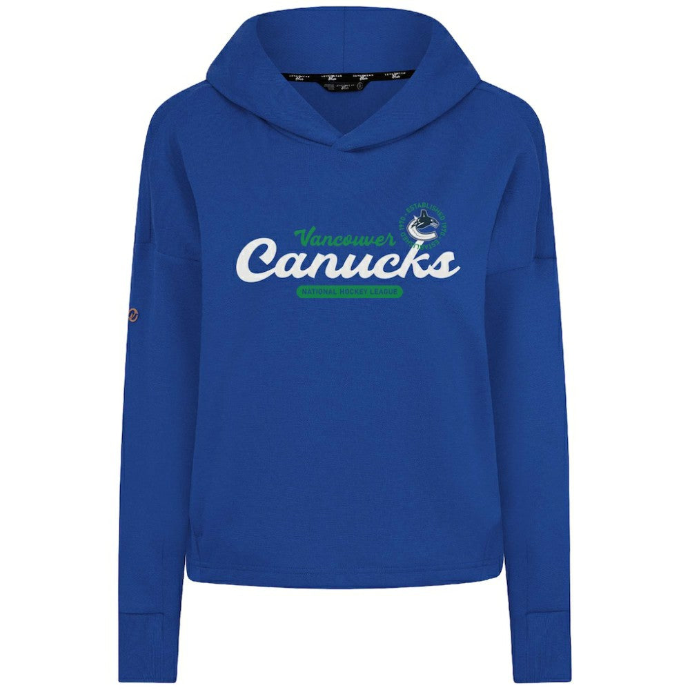 Vancouver Canucks Levelwear Women's Sweet Monument Tri-Blend Cropped Pullover Hoodie - Royal | NHL Clearance